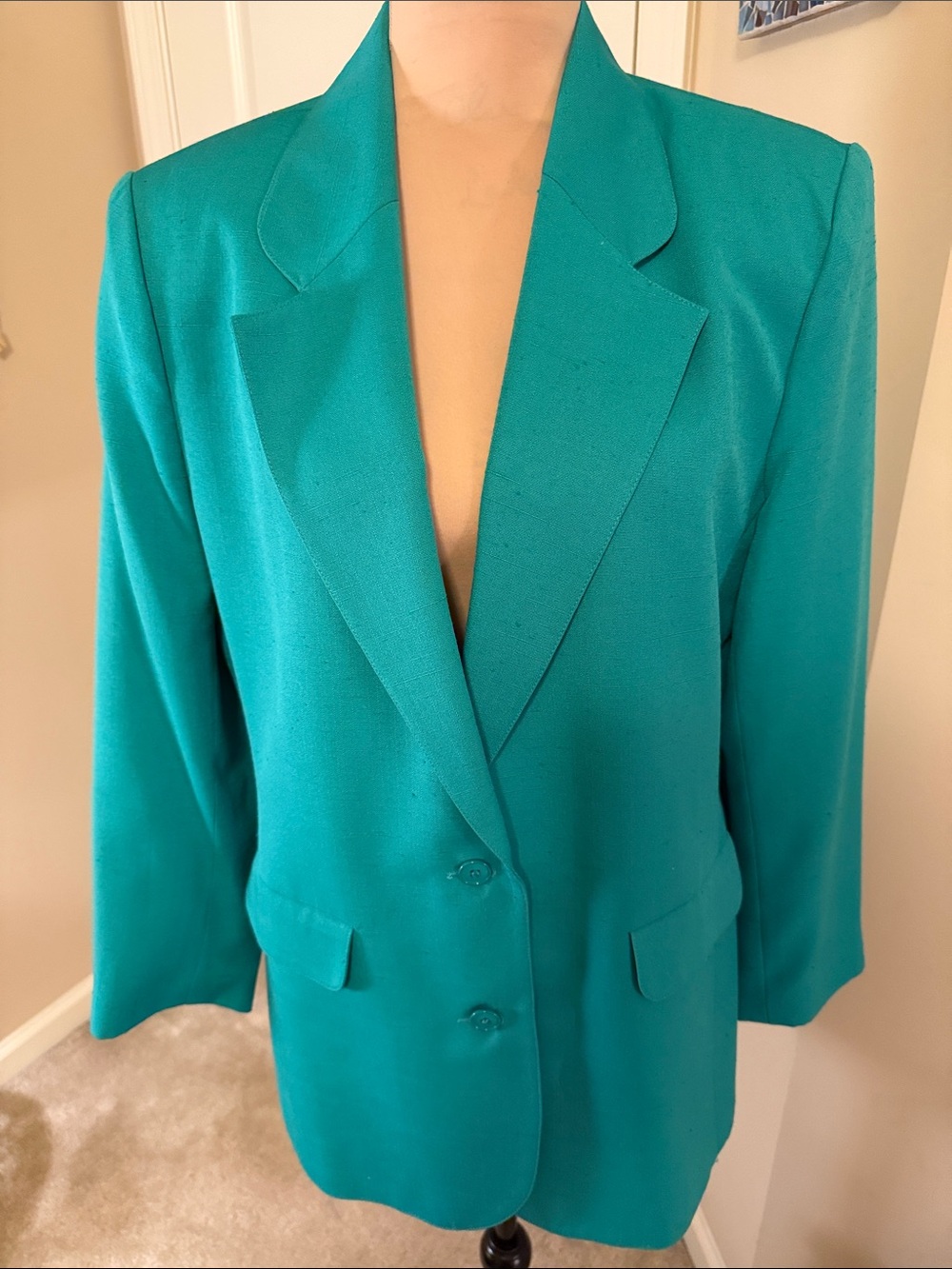 Teal Single-Breasted Blazer
